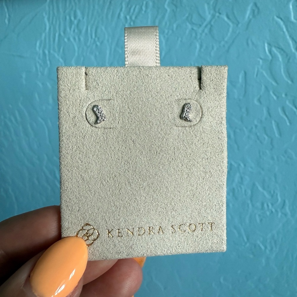 Kendra Scott Tiny Cowboy Boot 14K White Gold Stud Earrings Set